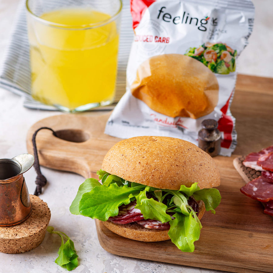 FeelingOK Brötchen Sandwich 50g (6,00€/100g) für die Keto Diät und ketogene Ernährung