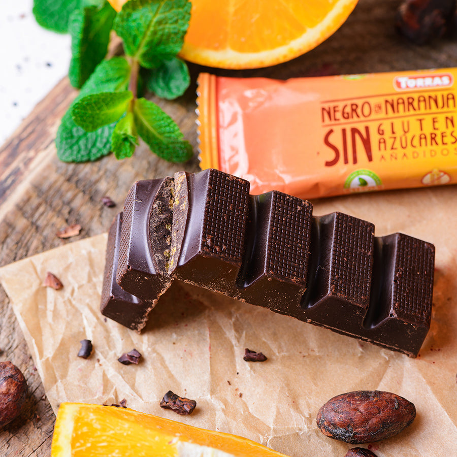 Torras Stevia zuckerfreie Schoko Riegel Dark Chocolate mit Orange 35g (3,97€/100g) für die Keto Diät und ketogene Ernährung