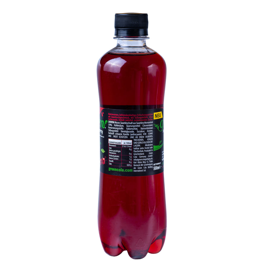 Green Cola Sour Cherry Flasche 500ml (0,40€/100ml) für die Keto Diät und ketogene Ernährung