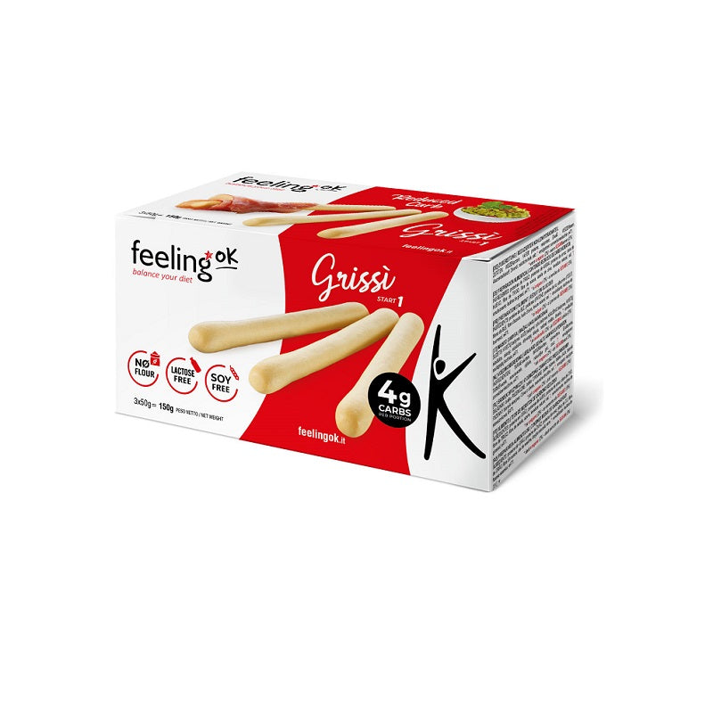 FeelingOK Protein Brotstangen Grissini 150g (5,99€/100g) für die Keto Diät und ketogene Ernährung
