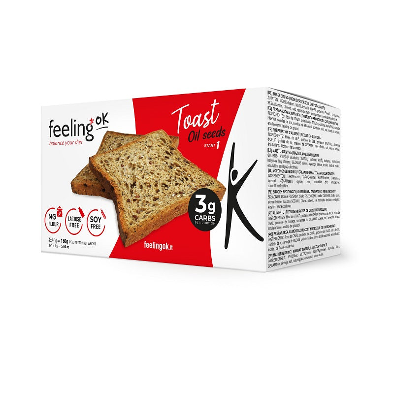 FeelingOK Protein Toast Ölsaaten 160g (5,62€/100g) für die Keto Diät und ketogene Ernährung