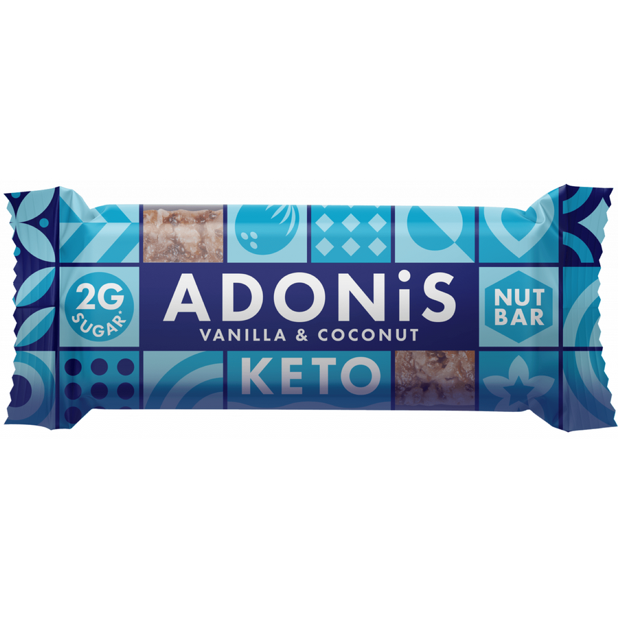 Adonis Low Sugar Nussriegel Vanilla & Coconut 35g (8,54€/100g) für die Keto Diät und ketogene Ernährung