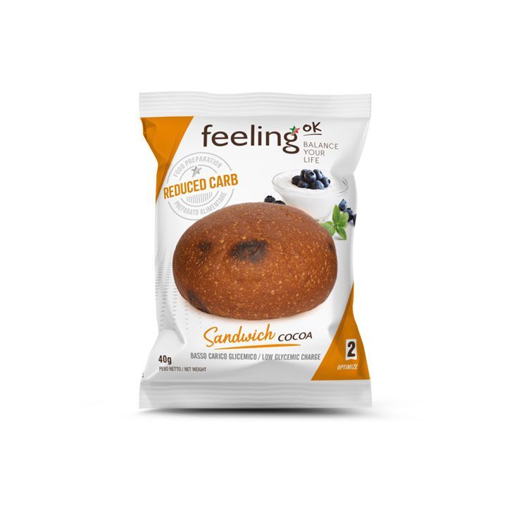 FeelingOK Protein Brötchen Sandwich Kakao Optimize 2  50g (6,00€/100g) für die Keto Diät und ketogene Ernährung