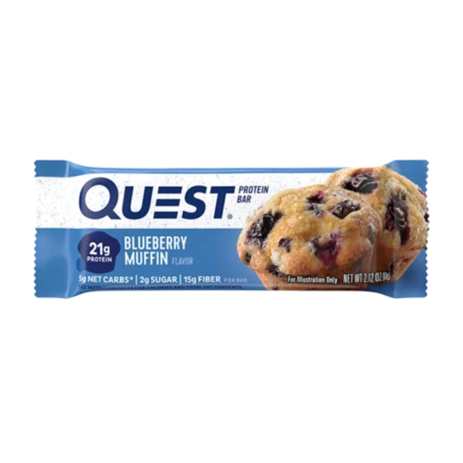 Quest Bar Proteinriegel White Chocolate Blueberry Muffin // Kurzes MHD*60g (6,65€/100g) für die Keto Diät und ketogene Ernährung