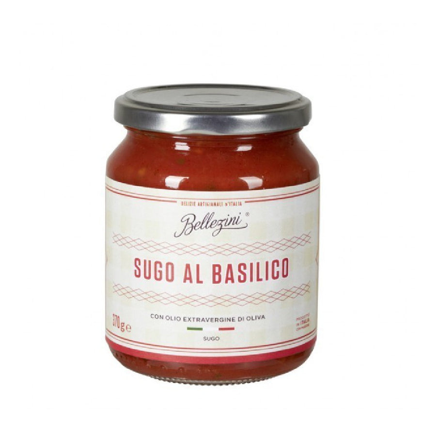 Bellezini Sugo Al Basilico - Tomato Sauce Basil 370g (1,07€/100g) für die Keto Diät und ketogene Ernährung